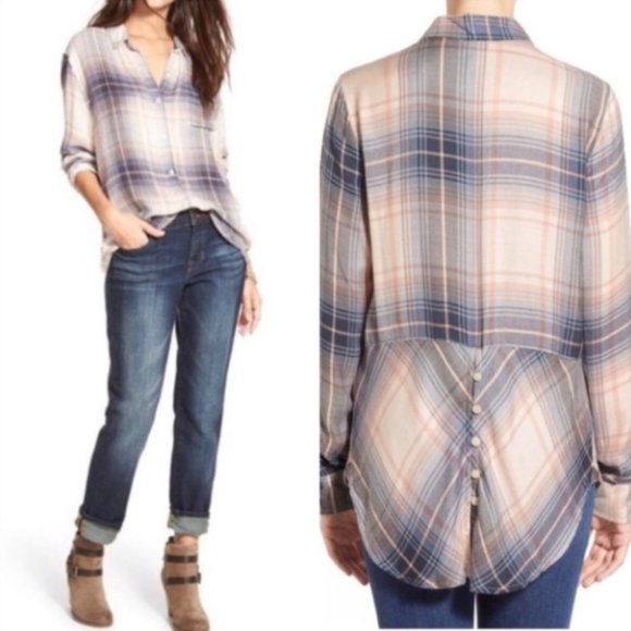 Lucky Brand gray and white super soft flannel button up shirt szL - Picture 11 of 11